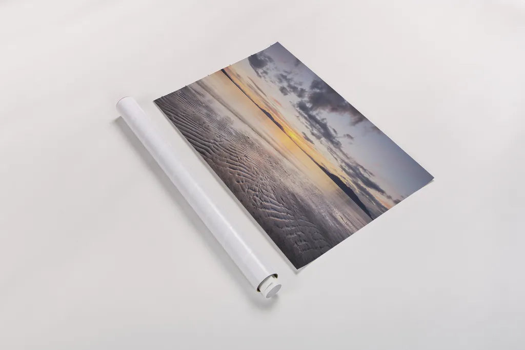 Samish Bay Sunset II by Alan Majchrowicz. shown as a rolled paper print. Available as archival giclee rolled canvas, fine art paper, or poster print. SKU 33807i.