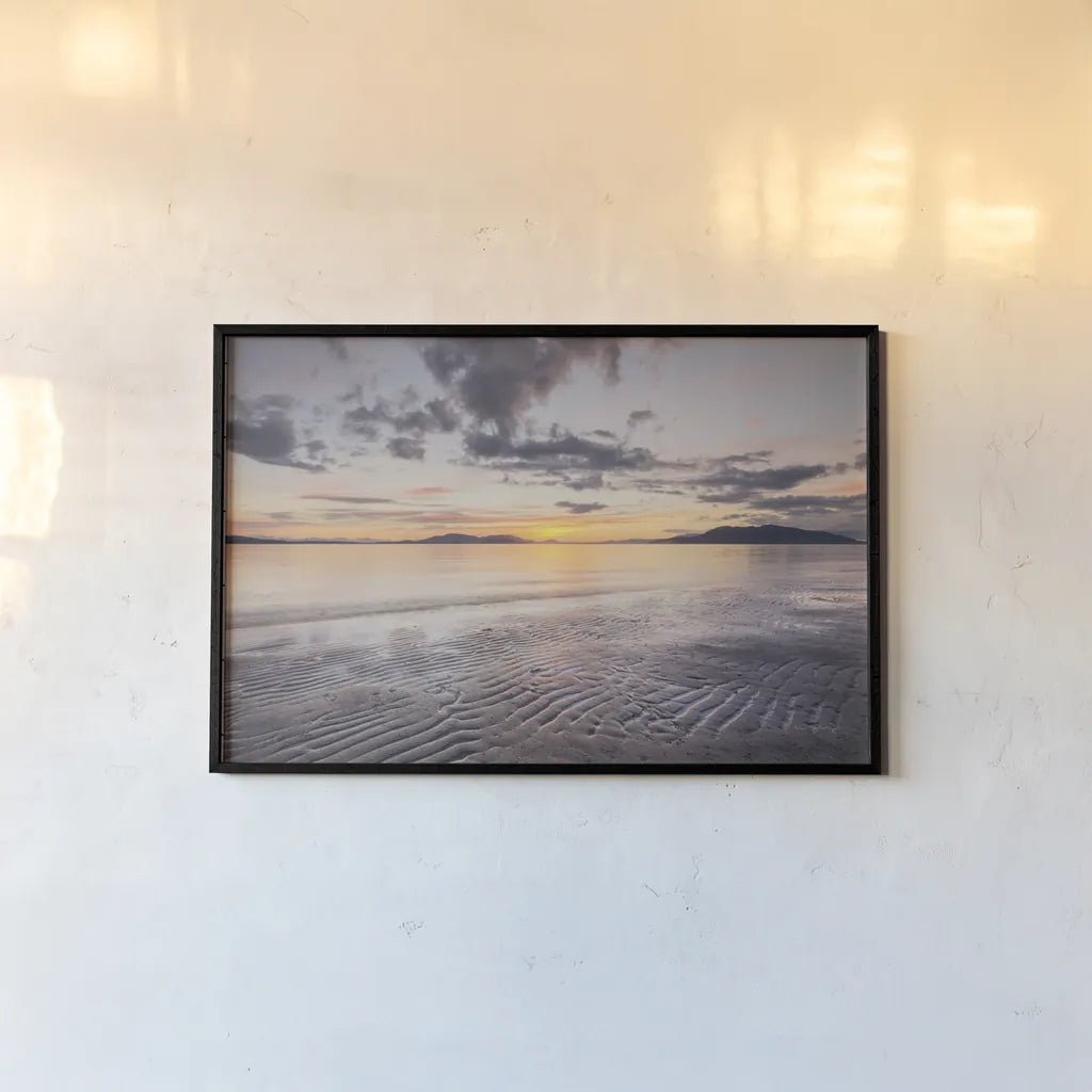 Samish Bay Sunset II by Alan Majchrowicz. shown as a paper print in a black flame. Available as a archival giclee rolled canvas, fine art paper, or poster print. SKU 33807i.