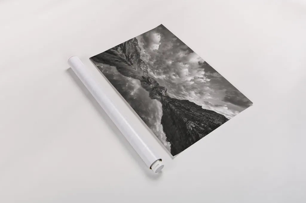 Sawtooth Lake Reflection I by Alan Majchrowicz. shown as a rolled paper print. Available as archival giclee rolled canvas, fine art paper, or poster print. SKU 64553i.