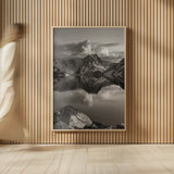 Sawtooth Lake Sawtooth Mountains Idaho by Alan Majchrowicz. shown as over sized large wall art. Available as an archival giclee rolled canvas, fine art paper, or poster print. SKU 71977h.