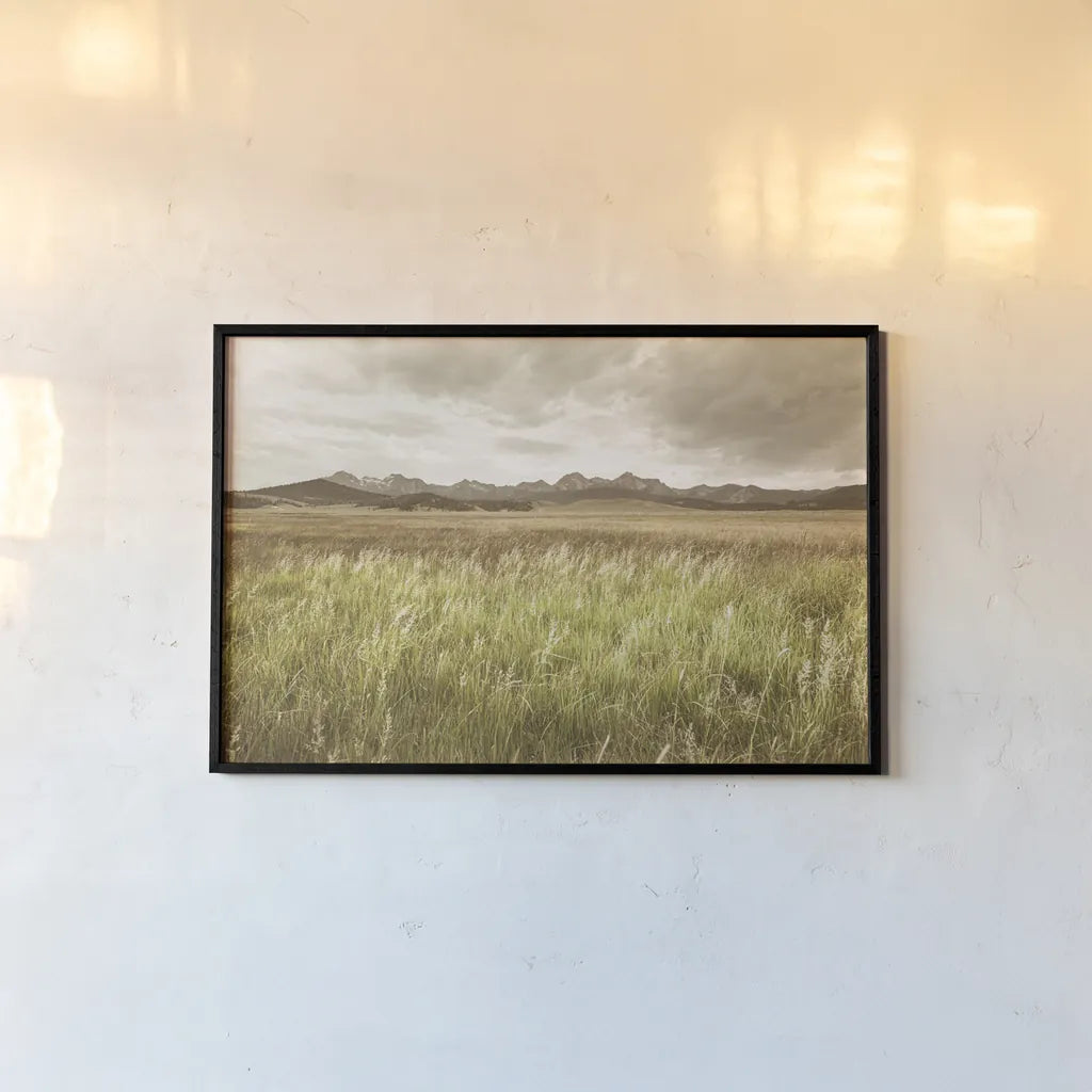 Sawtooth Mountains Idaho II by Alan Majchrowicz. shown as a paper print in a black flame. Available as a archival giclee rolled canvas, fine art paper, or poster print. SKU 71599i.