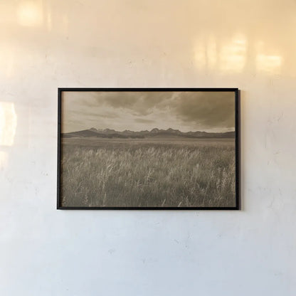 Sawtooth Mountains Idaho II Dark by Alan Majchrowicz. shown as a paper print in a black flame. Available as a archival giclee rolled canvas, fine art paper, or poster print. SKU 78317i.