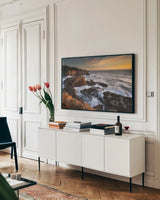 Shore Acres by Alan Majchrowicz. shown as a framed stretched canvas in a living room above a console. Available as a archival giclee rolled canvas, fine art paper, or poster print. SKU 90654i.