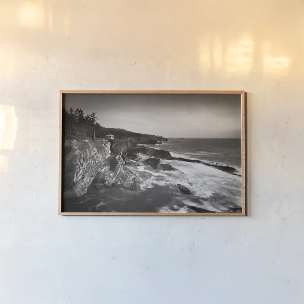 Shore Acres State Park by Alan Majchrowicz. shown as a paper print in a natural frame. Available as a archival giclee rolled canvas, fine art paper, or poster print. SKU 43960i.