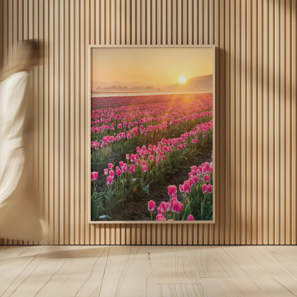 Skagit Valley Tulips II by Alan Majchrowicz. shown as over sized large wall art. Available as an archival giclee rolled canvas, fine art paper, or poster print. SKU 46181h.