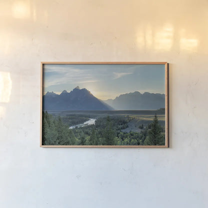 Snake River Overlook Color by Alan Majchrowicz. shown as a paper print in a natural frame. Available as a archival giclee rolled canvas, fine art paper, or poster print. SKU 78029i.