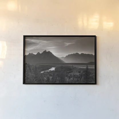 Snake River Overlook Grant Teton National Park  by Alan Majchrowicz. shown as a paper print in a black flame. Available as a archival giclee rolled canvas, fine art paper, or poster print. SKU 64555i.