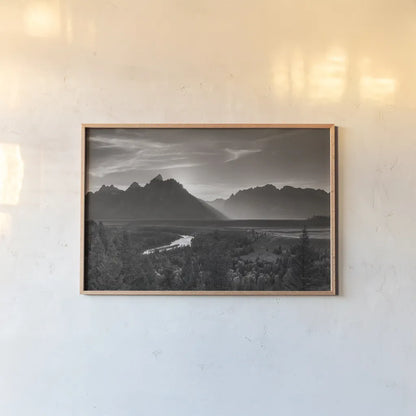 Snake River Overlook Grant Teton National Park  by Alan Majchrowicz. shown as a paper print in a natural frame. Available as a archival giclee rolled canvas, fine art paper, or poster print. SKU 64555i.
