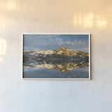 South Sister Reflection I by Alan Majchrowicz. shown as a paper print in a white frame. Available as a archival giclee rolled canvas, fine art paper, or poster print. SKU 28096i.
