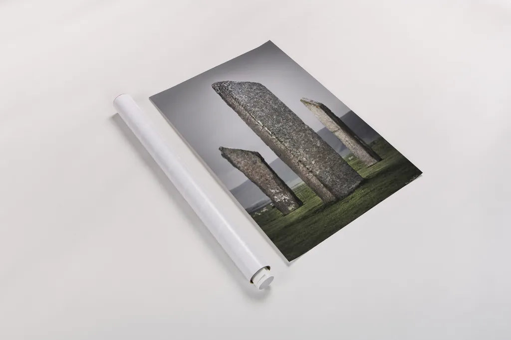Standing Stones of Steness by Alan Majchrowicz. shown as a rolled paper print. Available as archival giclee rolled canvas, fine art paper, or poster print. SKU 84034h.