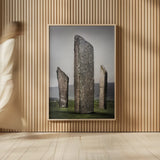 Standing Stones of Steness by Alan Majchrowicz. shown as over sized large wall art. Available as an archival giclee rolled canvas, fine art paper, or poster print. SKU 84034h.