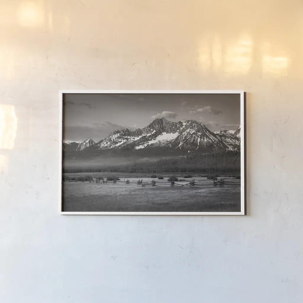 Stanley Basin by Alan Majchrowicz. shown as a paper print in a white frame. Available as a archival giclee rolled canvas, fine art paper, or poster print. SKU 64564i.