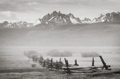 Stanley Basin Fence and Fog by Alan Majchrowicz. SKU 64561i. Archival Giclee Fine art print for wall decor.