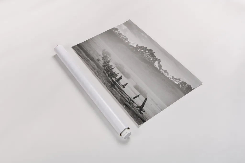 Stanley Basin Fence and Fog by Alan Majchrowicz. shown as a rolled paper print. Available as archival giclee rolled canvas, fine art paper, or poster print. SKU 64561i.