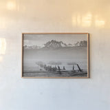 Stanley Basin Fence and Fog by Alan Majchrowicz. shown as a paper print in a natural frame. Available as a archival giclee rolled canvas, fine art paper, or poster print. SKU 64561i.