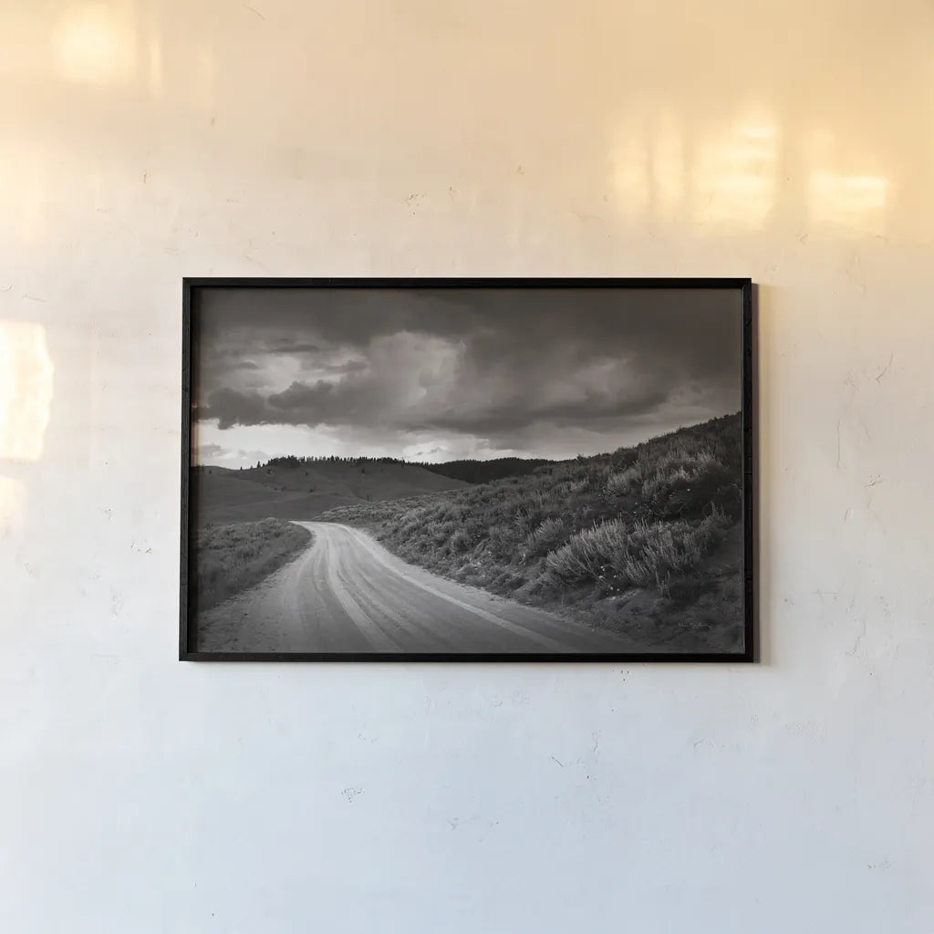 Stanley Basin Road by Alan Majchrowicz. shown as a paper print in a black flame. Available as a archival giclee rolled canvas, fine art paper, or poster print. SKU 64563i.