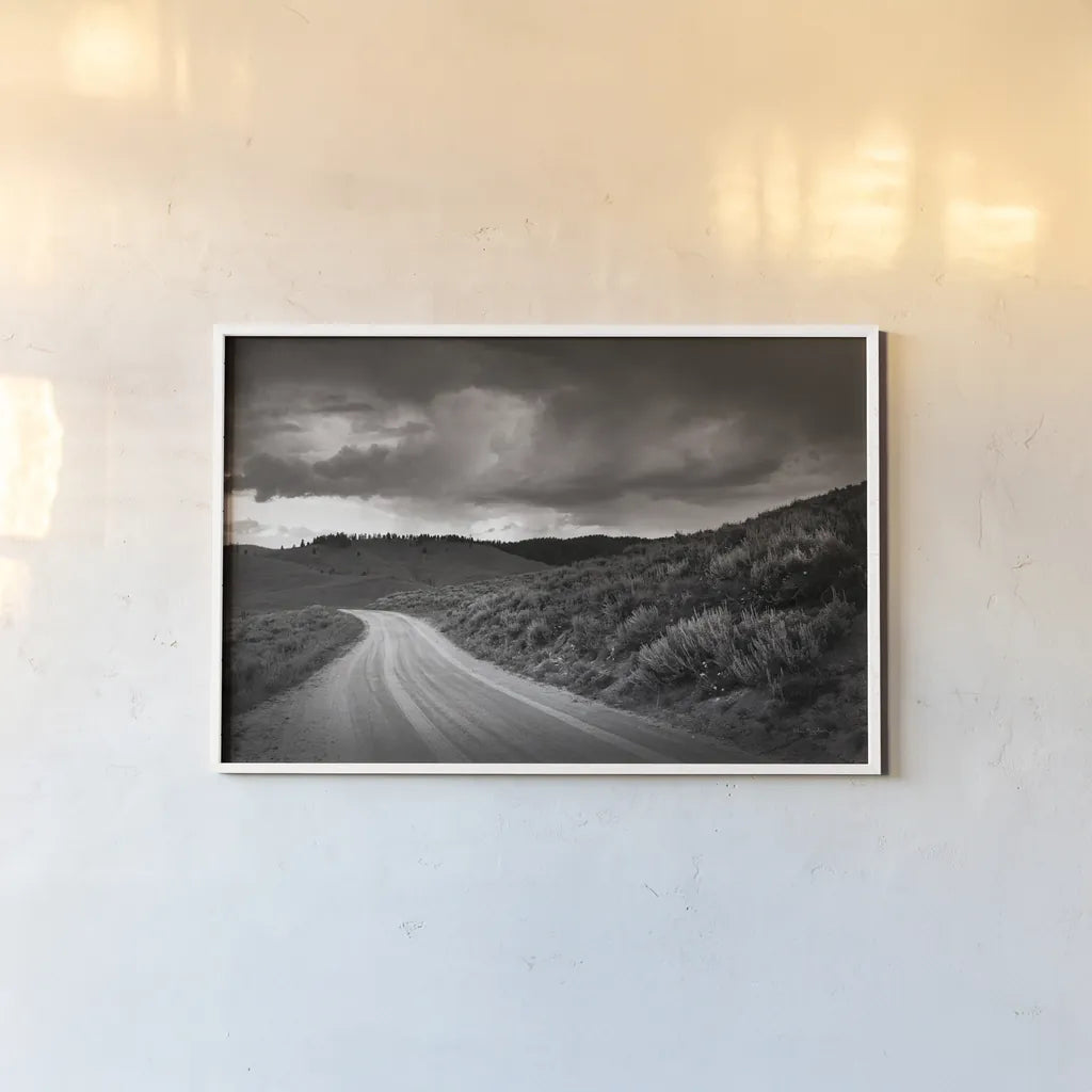 Stanley Basin Road by Alan Majchrowicz. shown as a paper print in a white frame. Available as a archival giclee rolled canvas, fine art paper, or poster print. SKU 64563i.