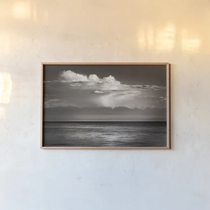 Straight of Juan de Fuca by Alan Majchrowicz. shown as a paper print in a natural frame. Available as a archival giclee rolled canvas, fine art paper, or poster print. SKU 64565i.