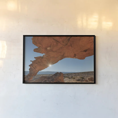 Sunset Arch Grand Staircase Escalante National Monument by Alan Majchrowicz. shown as a paper print in a black flame. Available as a archival giclee rolled canvas, fine art paper, or poster print. SKU 80813i.