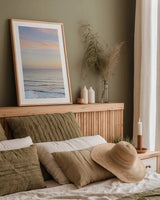 Sunset on Redwoods Coast II by Alan Majchrowicz. shown as a paper print in a natural frame. Available as a archival giclee rolled canvas, fine art paper, or poster print. SKU 43904h.
