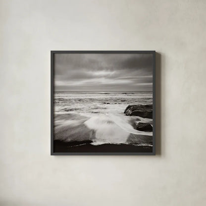 Sunset on the Coast II by Alan Majchrowicz. Shown in a sleek black glass frame for a contemporary gallery look. Available as an archival giclee rolled canvas, fine art paper, or poster print. SKU 2481a.