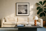 Sunset on the Coast II by Alan Majchrowicz. Displayed in a glass frame with matte in a clean modern living room. Available as an archival giclee rolled canvas, fine art paper, or poster print. SKU 2481a.