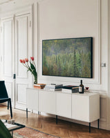 Superior National Forest II by Alan Majchrowicz. shown as a framed stretched canvas in a living room above a console. Available as a archival giclee rolled canvas, fine art paper, or poster print. SKU 52754i.