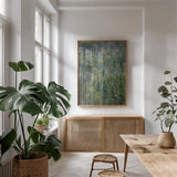 Superior National Forest IV by Alan Majchrowicz. shown as a print in a natural wood frame in a dining room. Available as a archival giclee rolled canvas, fine art paper, or poster print. SKU 52756h.