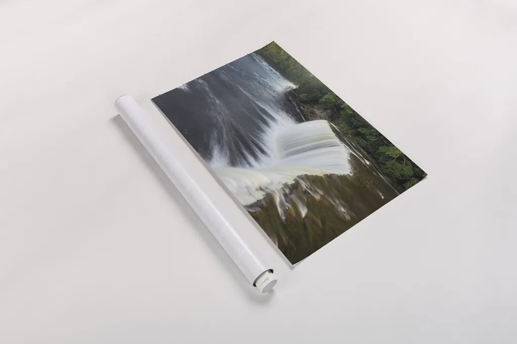 Tahquamenon Falls Michigan I by Alan Majchrowicz. shown as a rolled paper print. Available as archival giclee rolled canvas, fine art paper, or poster print. SKU 50167i.