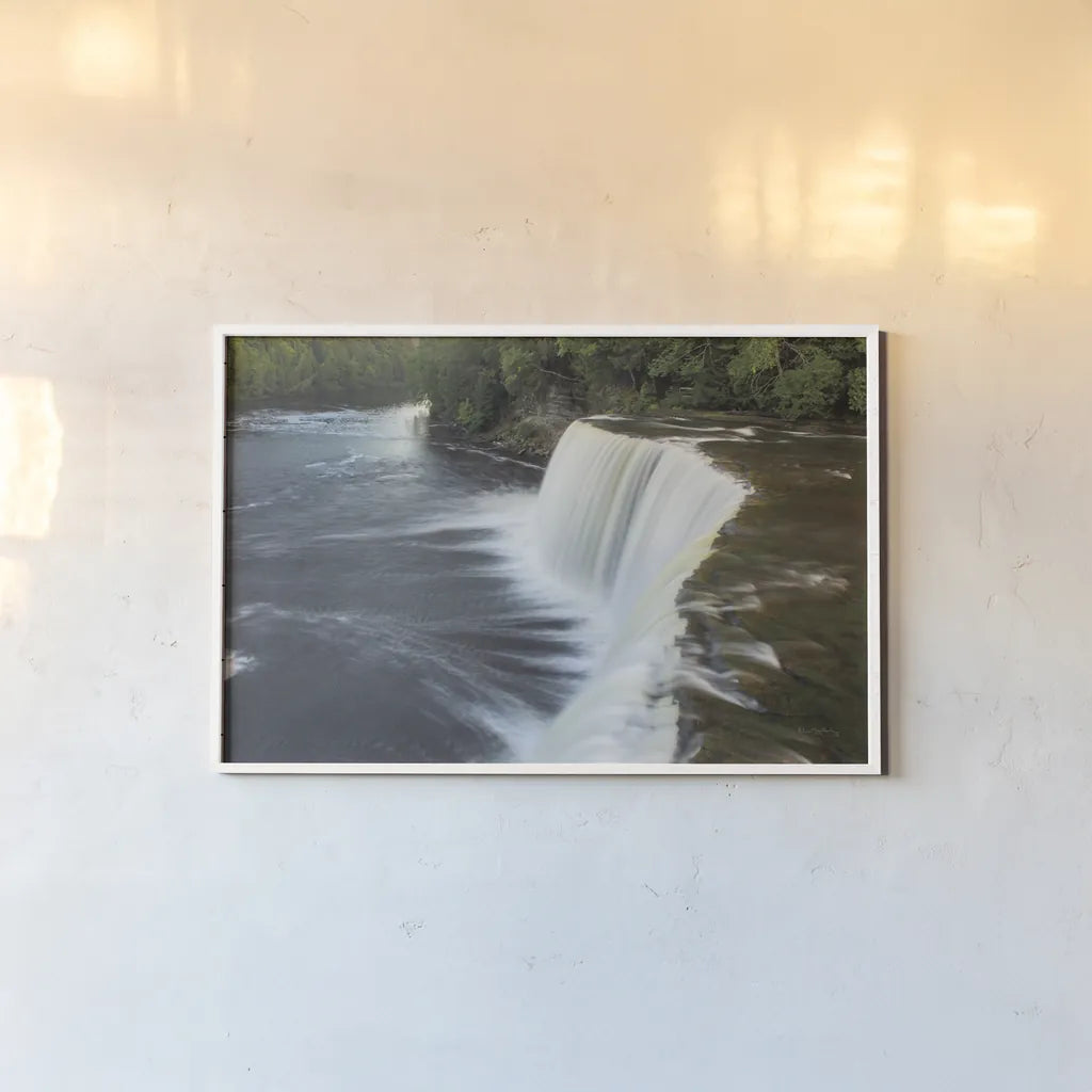 Tahquamenon Falls Michigan I by Alan Majchrowicz. shown as a paper print in a white frame. Available as a archival giclee rolled canvas, fine art paper, or poster print. SKU 50167i.