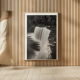 Tahquamenon Falls Michigan II BW by Alan Majchrowicz. shown as over sized large wall art. Available as an archival giclee rolled canvas, fine art paper, or poster print. SKU 50170h.