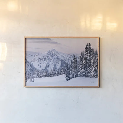 Tatoosh Range by Alan Majchrowicz. shown as a paper print in a natural frame. Available as a archival giclee rolled canvas, fine art paper, or poster print. SKU 60626i.