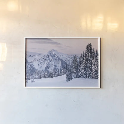 Tatoosh Range by Alan Majchrowicz. shown as a paper print in a white frame. Available as a archival giclee rolled canvas, fine art paper, or poster print. SKU 60626i.