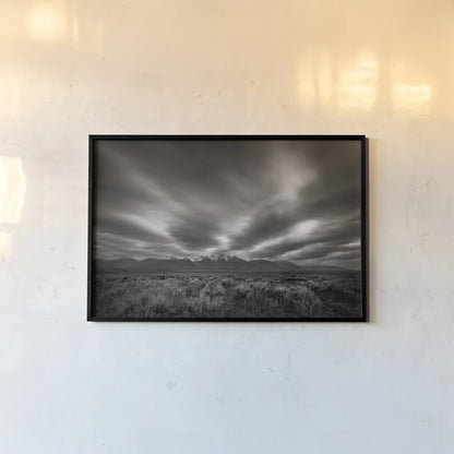 Teton Sky by Alan Majchrowicz. shown as a paper print in a black flame. Available as a archival giclee rolled canvas, fine art paper, or poster print. SKU 64566i.