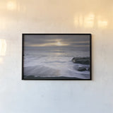 Tides and Waves Sunset I by Alan Majchrowicz. shown as a paper print in a black flame. Available as a archival giclee rolled canvas, fine art paper, or poster print. SKU 7751i.
