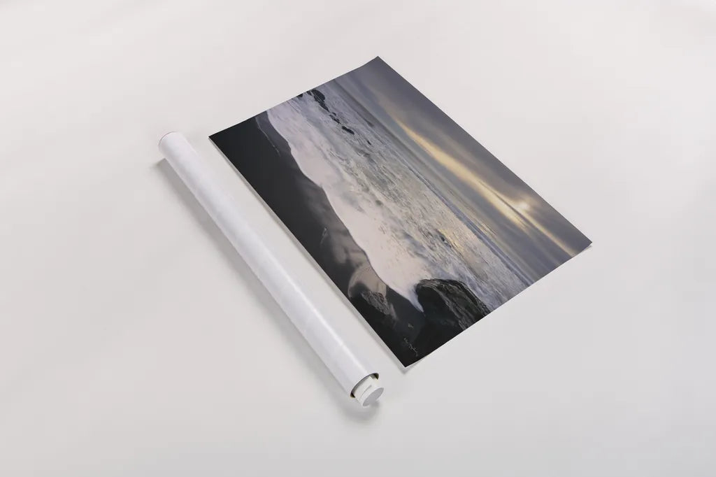 Tides and Waves Sunset II by Alan Majchrowicz. shown as a rolled paper print. Available as archival giclee rolled canvas, fine art paper, or poster print. SKU 7752i.