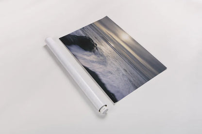 Tides and Waves Sunset IV by Alan Majchrowicz. shown as a rolled paper print. Available as archival giclee rolled canvas, fine art paper, or poster print. SKU 7754i.