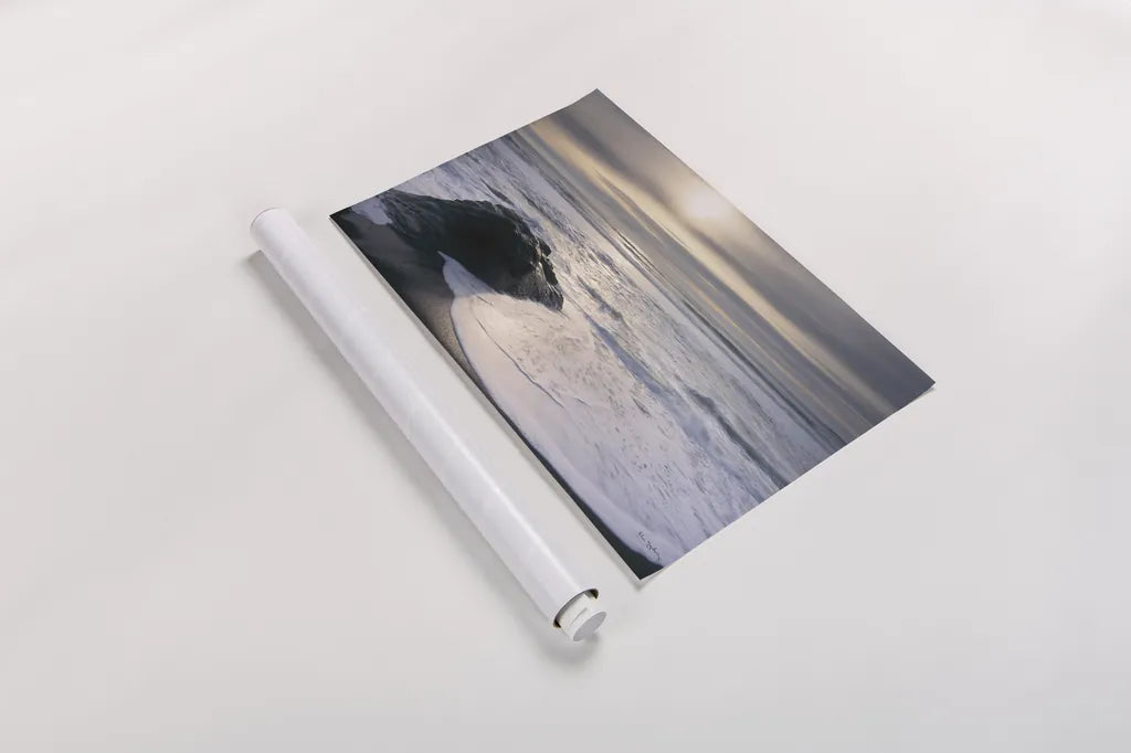 Tides and Waves Sunset V by Alan Majchrowicz. shown as a rolled paper print. Available as archival giclee rolled canvas, fine art paper, or poster print. SKU 7755i.