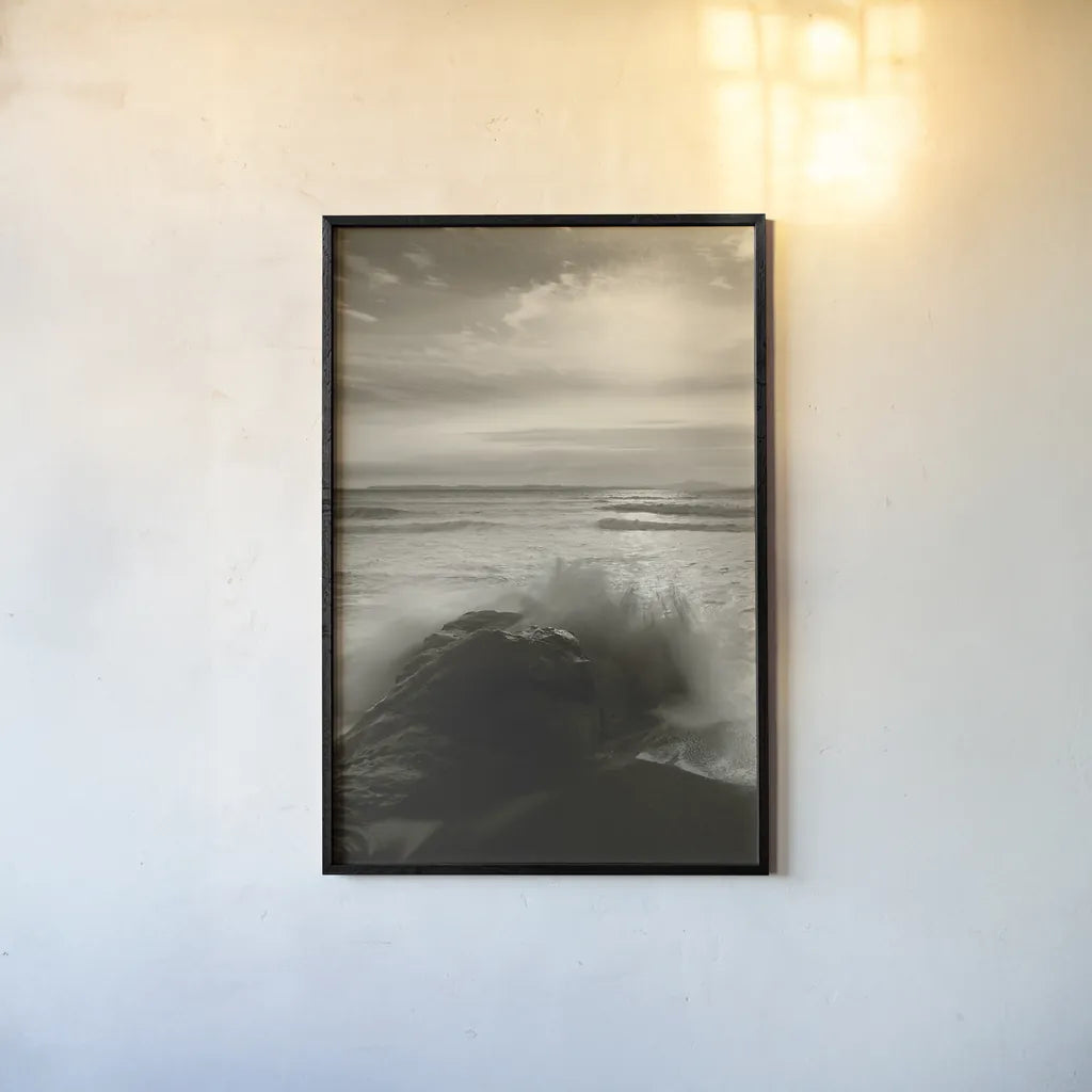 Tides and Waves Triptych I by Alan Majchrowicz. shown as a paper print in a black flame. Available as a archival giclee rolled canvas, fine art paper, or poster print. SKU 82193h.