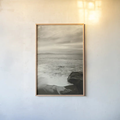 Tides and Waves Triptych III by Alan Majchrowicz. shown as a paper print in a natural frame. Available as a archival giclee rolled canvas, fine art paper, or poster print. SKU 82195h.
