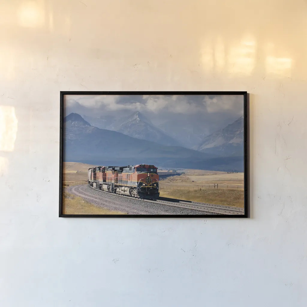 Train I by Alan Majchrowicz. shown as a paper print in a black flame. Available as a archival giclee rolled canvas, fine art paper, or poster print. SKU 84041i.