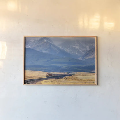 Train II by Alan Majchrowicz. shown as a paper print in a natural frame. Available as a archival giclee rolled canvas, fine art paper, or poster print. SKU 84042i.