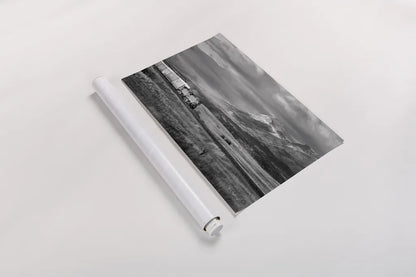 Train III BW by Alan Majchrowicz. shown as a rolled paper print. Available as archival giclee rolled canvas, fine art paper, or poster print. SKU 84100i.