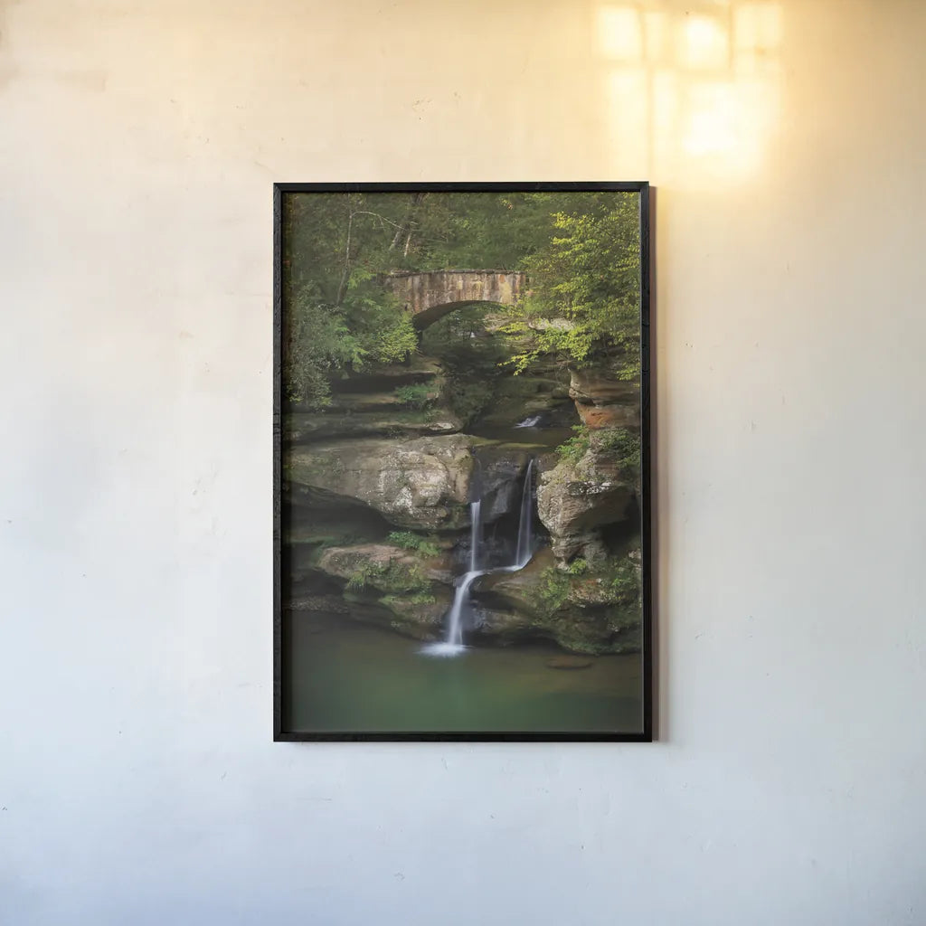 Upper Falls Old Mans Cave by Alan Majchrowicz. shown as a paper print in a black flame. Available as a archival giclee rolled canvas, fine art paper, or poster print. SKU 50171h.