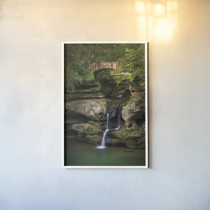 Upper Falls Old Mans Cave by Alan Majchrowicz. shown as a paper print in a white frame. Available as a archival giclee rolled canvas, fine art paper, or poster print. SKU 50171h.