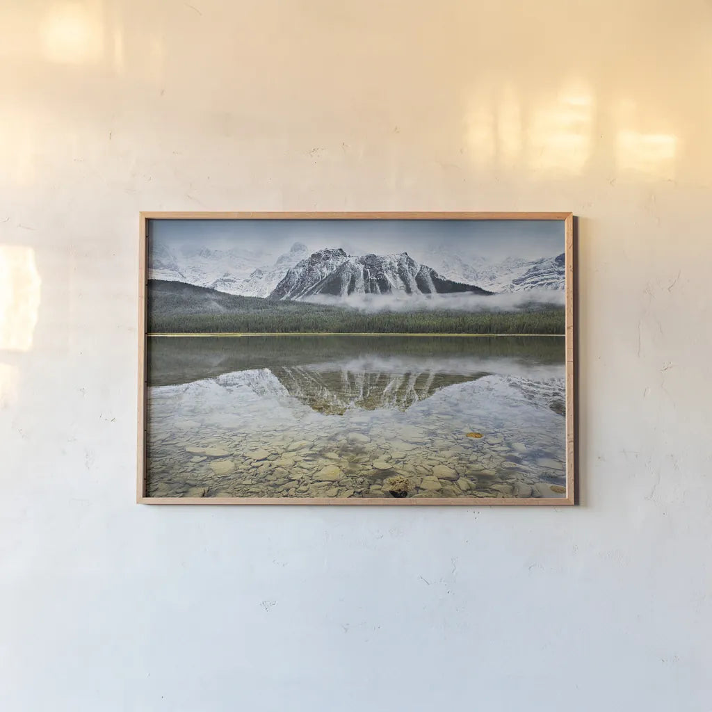 Waterfowl Lake I by Alan Majchrowicz. shown as a paper print in a natural frame. Available as a archival giclee rolled canvas, fine art paper, or poster print. SKU 28087i.