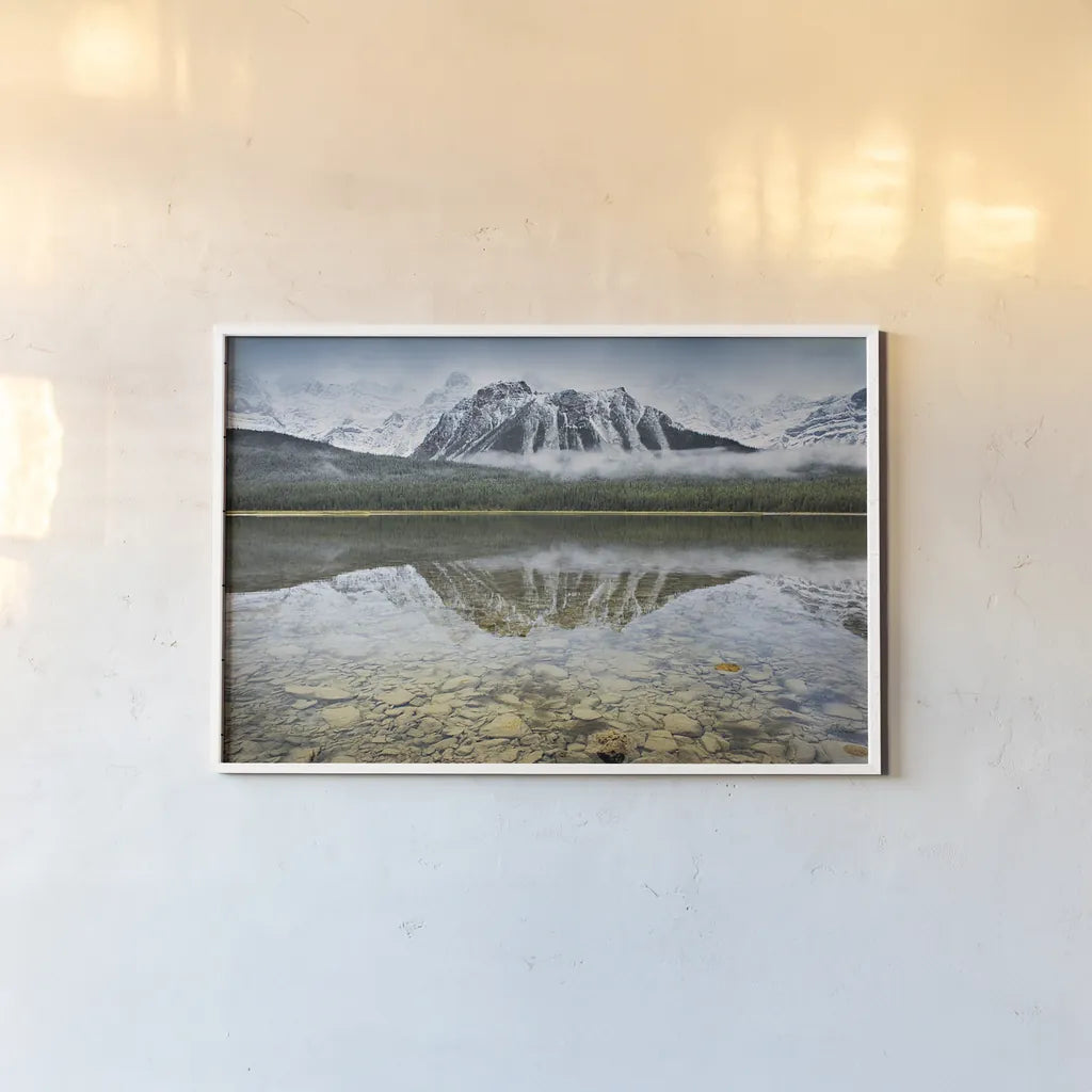 Waterfowl Lake I by Alan Majchrowicz. shown as a paper print in a white frame. Available as a archival giclee rolled canvas, fine art paper, or poster print. SKU 28087i.