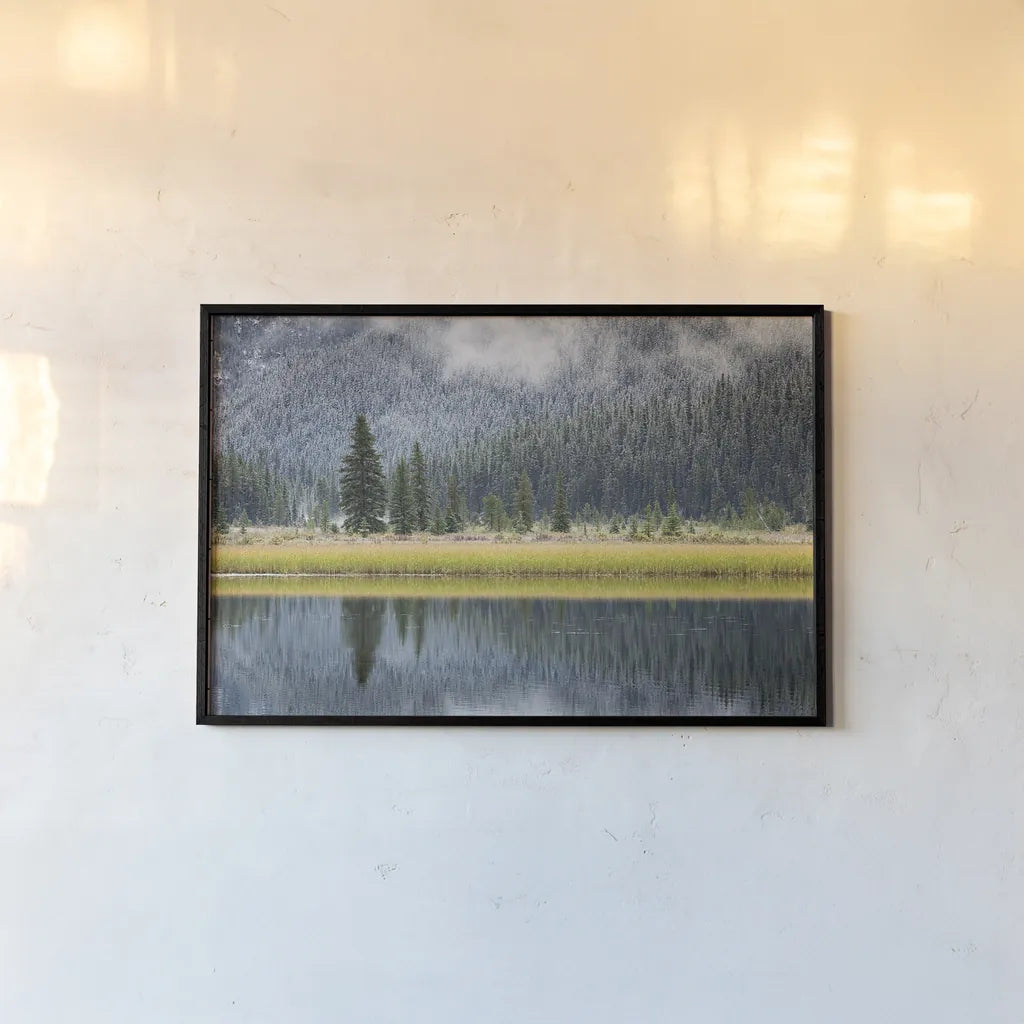 Waterfowl Lake II by Alan Majchrowicz. shown as a paper print in a black flame. Available as a archival giclee rolled canvas, fine art paper, or poster print. SKU 28088i.