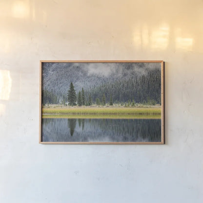 Waterfowl Lake II by Alan Majchrowicz. shown as a paper print in a natural frame. Available as a archival giclee rolled canvas, fine art paper, or poster print. SKU 28088i.