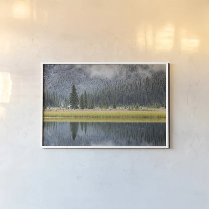 Waterfowl Lake II by Alan Majchrowicz. shown as a paper print in a white frame. Available as a archival giclee rolled canvas, fine art paper, or poster print. SKU 28088i.